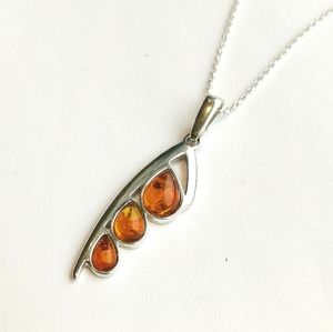 NEW, Baltic Amber sterling silver pendant necklace